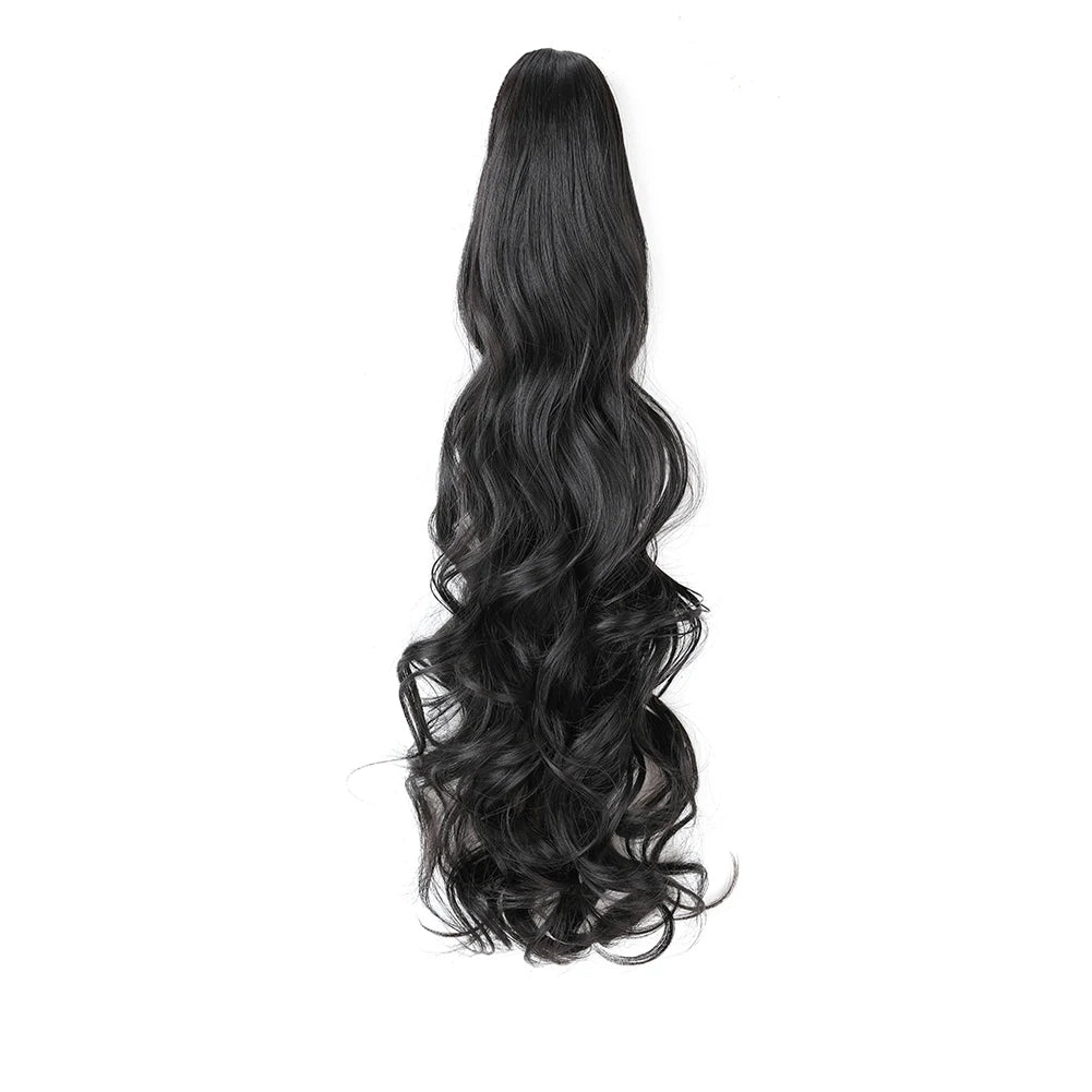 Extension ponytail synthétique – pince griffe, bouclée ou ondulée