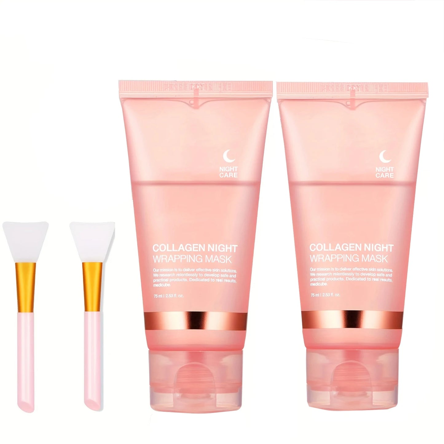 Lot de 2 masques peel-off collagène + pinceaux – nettoyage et éclat