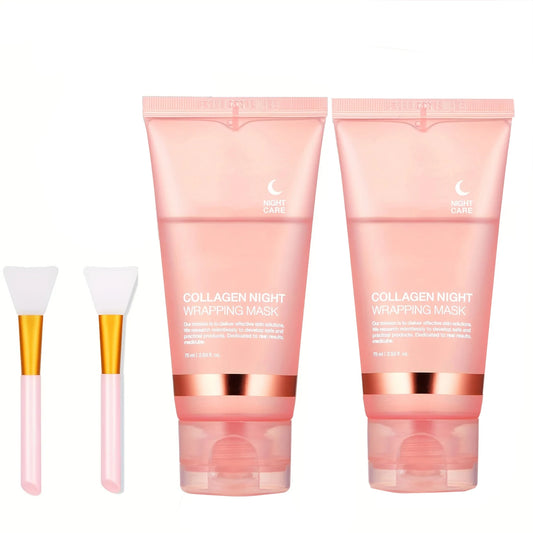 Lot de 2 masques peel-off collagène + pinceaux – nettoyage et éclat